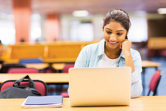 Female student on computer